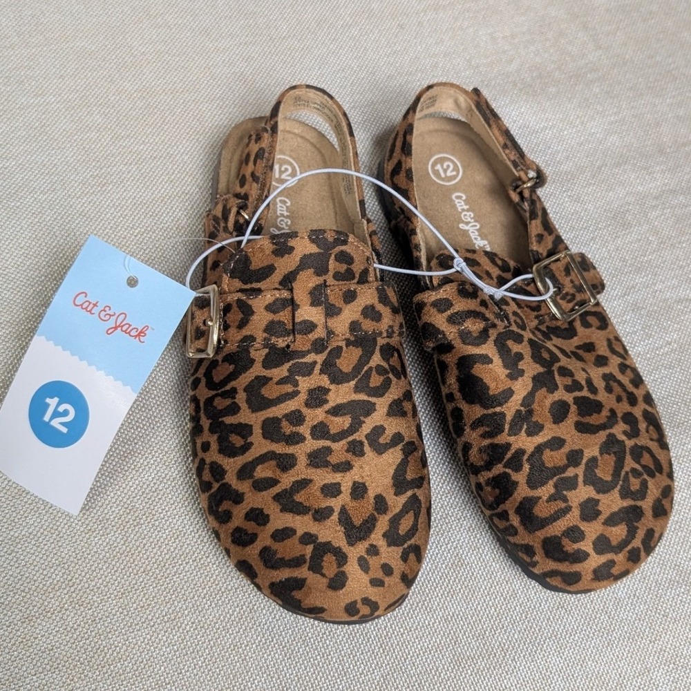 Cat & Jack Clogs Toddler 12 Brown Leopard NWT Berlin Slingback Buckle Shoes
